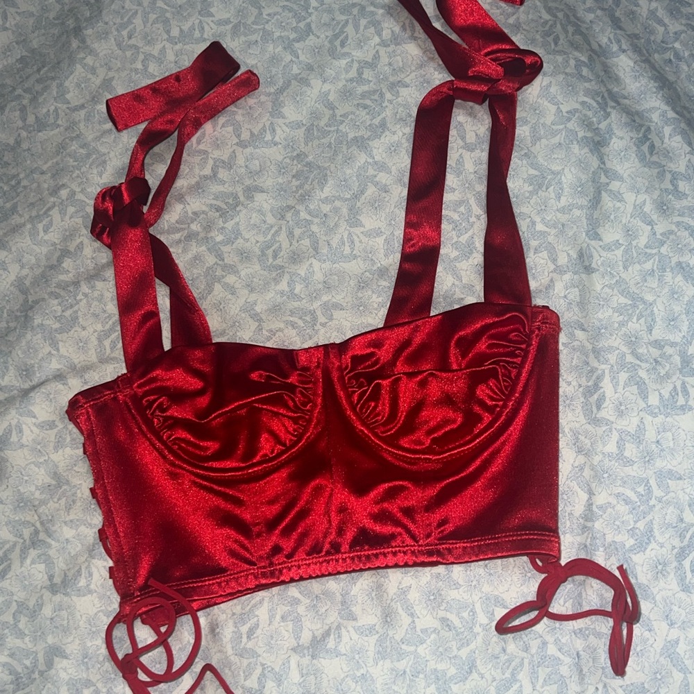 Elegant Red Satin Bralette